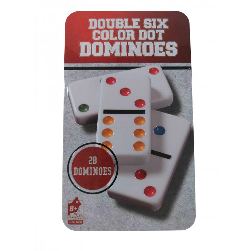 Jogo De Dominó Colorido 28 Peças 6 Cores Lata Double Six com o Melhor Preço  é no Zoom
