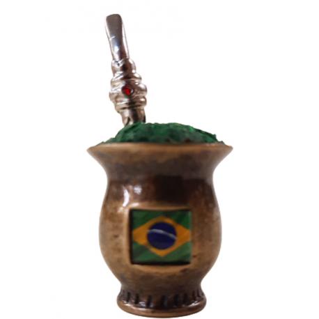 Enfeite Mini Cuia Brasil Ouro Velho