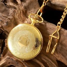 Relógio De Bolso Quartz Liso Rmn Dourado