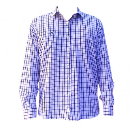 Camisa Masc. Ml Xadrez Azul/pto