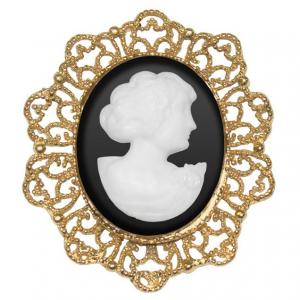 Camafeu Rendado Gr Ouro Preto Branco