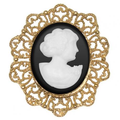 Camafeu Rendado Gr Ouro Preto Branco