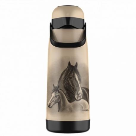 Garrafa Térmica Magic Pump 1,8l Bege Cavalos  